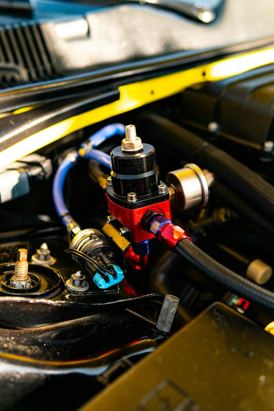 Régulateur de pression de carburant et durites d'alimentation d'un moteur préparé